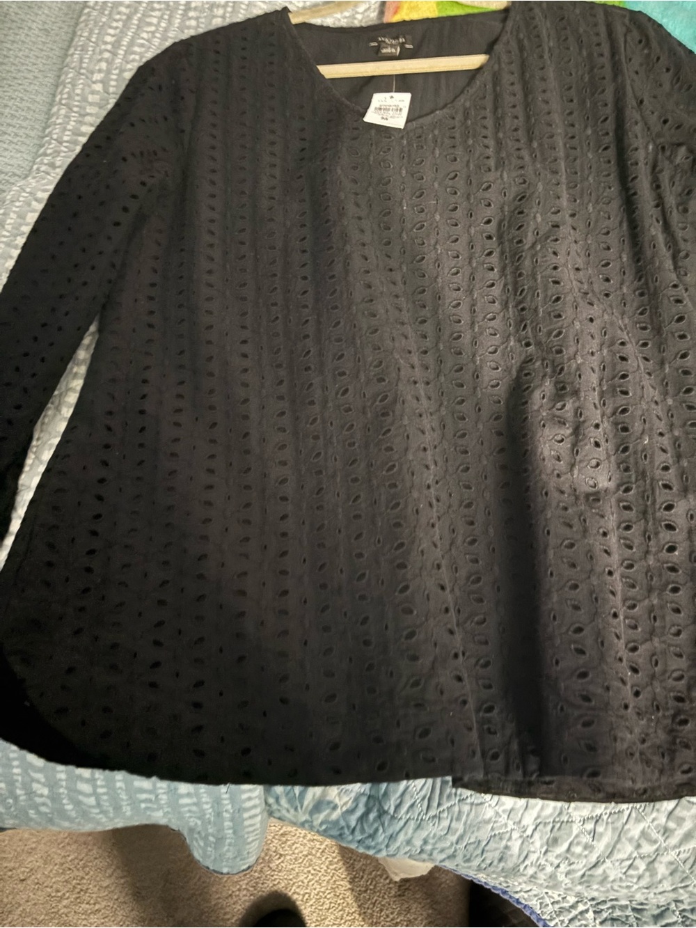 Ann Taylor Factory Black Eyelet Blouse